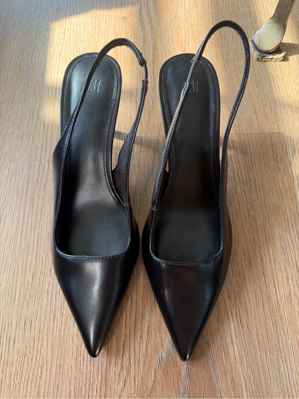 Black Pointed Slingback Heels